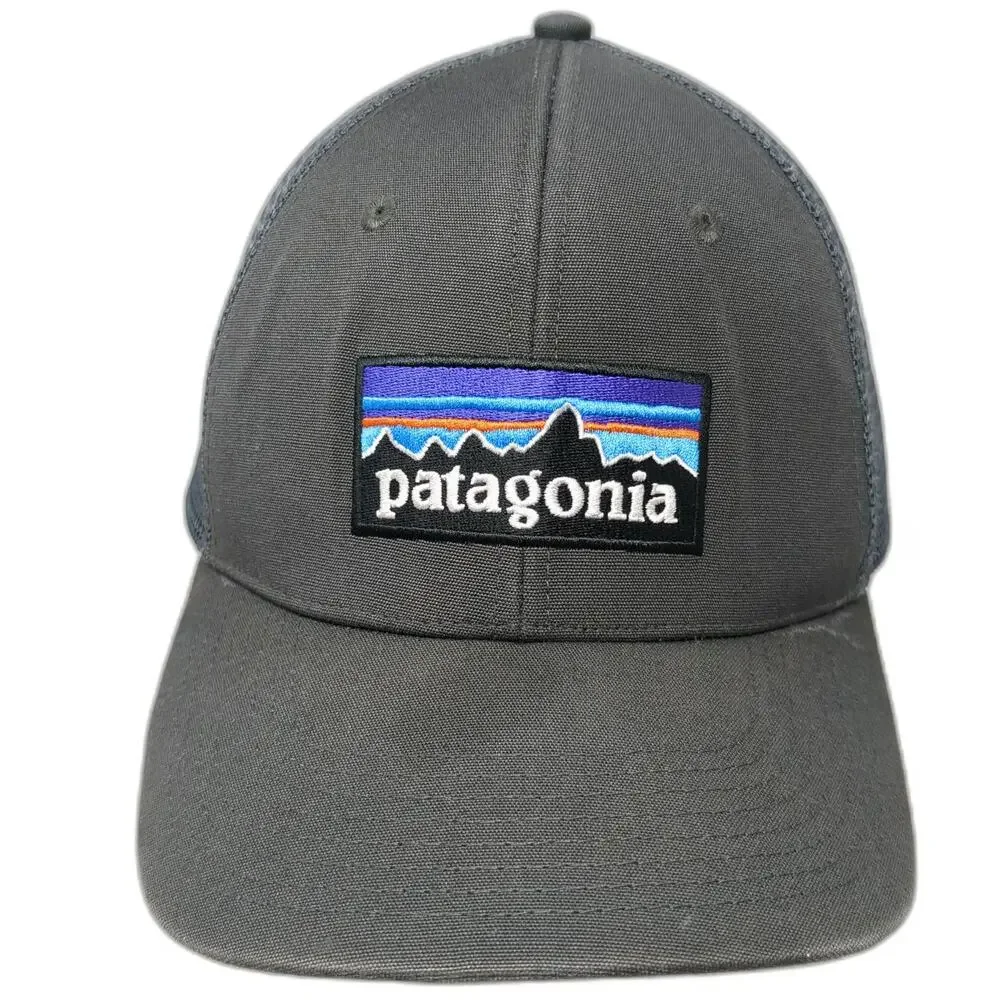 Patagonia Trucker Hat Gray One Size Mesh Back Snapback Mountain Logo Patch